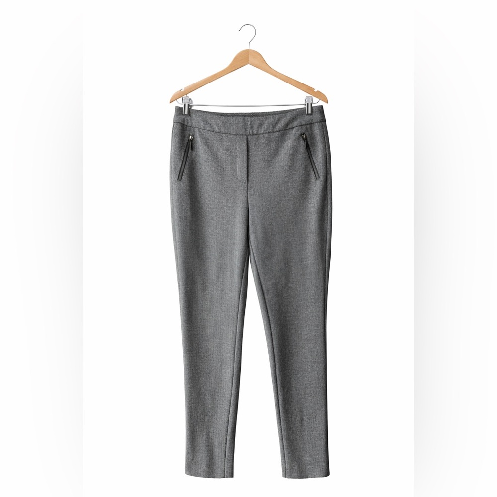 J McLaughlin Gray Herringbone Straight Leg Ankle Pants Career Chic Size 6